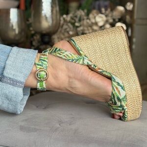 Tropical Green Wedge Sandals unique wedges